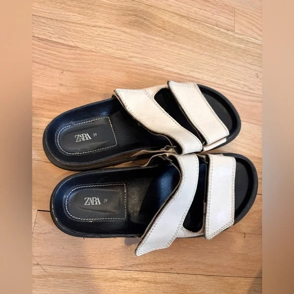 Zara double strap leather sandals size 39 - Picture 3 of 4
